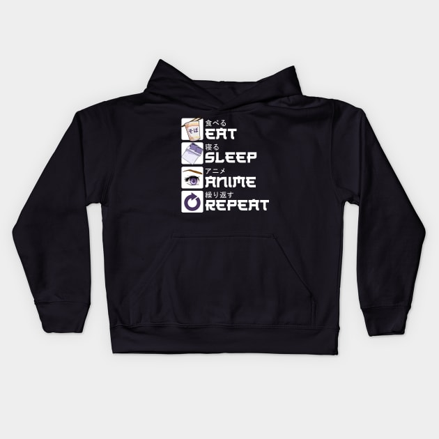 Eat Sleep Anime Repeat Manga Japanese Anime Stuff Kids Hoodie by aneisha